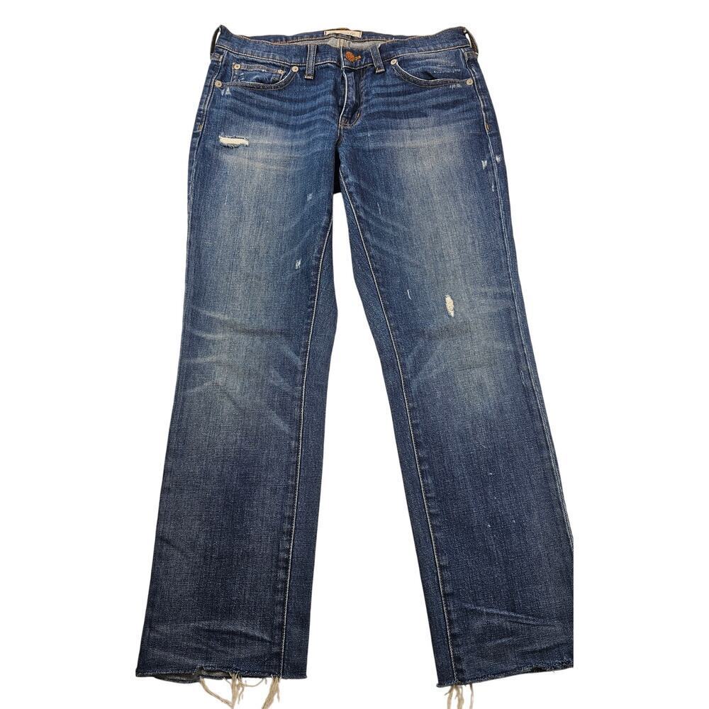 Madewell slim boyjean sz 27 raw hem ankle cropped EUC stretch distressed casual
